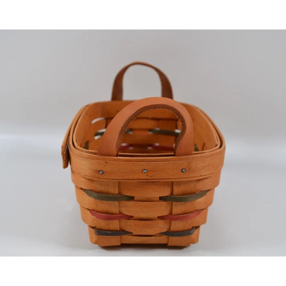 Longaberger Key Basket Combo 1995 Green Red Blue Accent Weaves